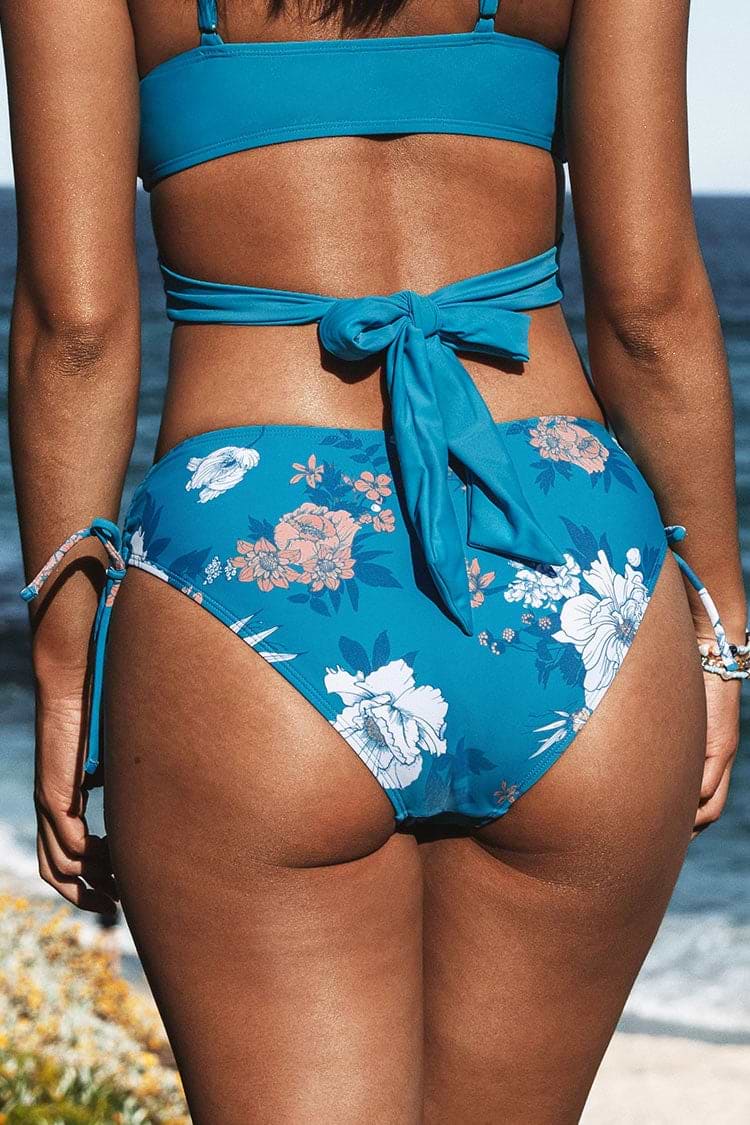 Seafoam Garden Side Shirred Hipster Bikini Bottom