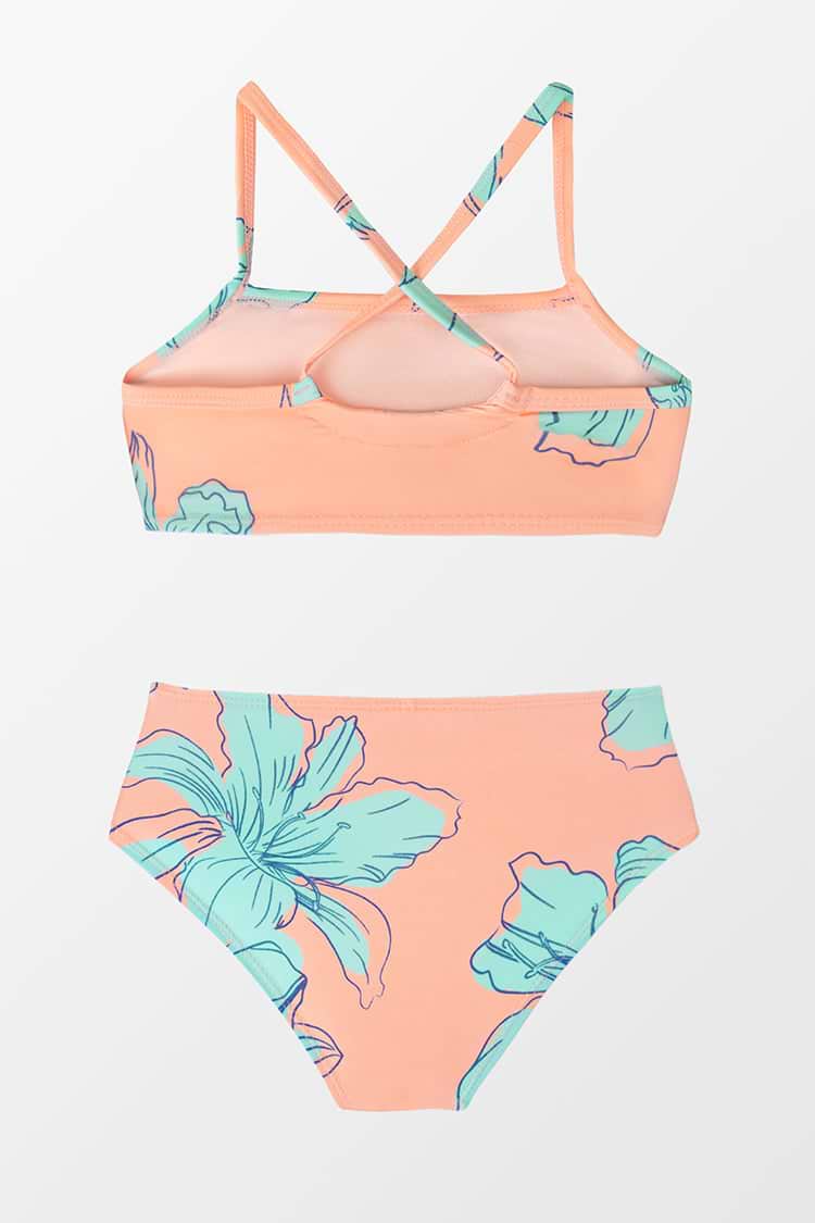 Girls’ Blooming Flowers Ruffle Bandeau And High Waist Set