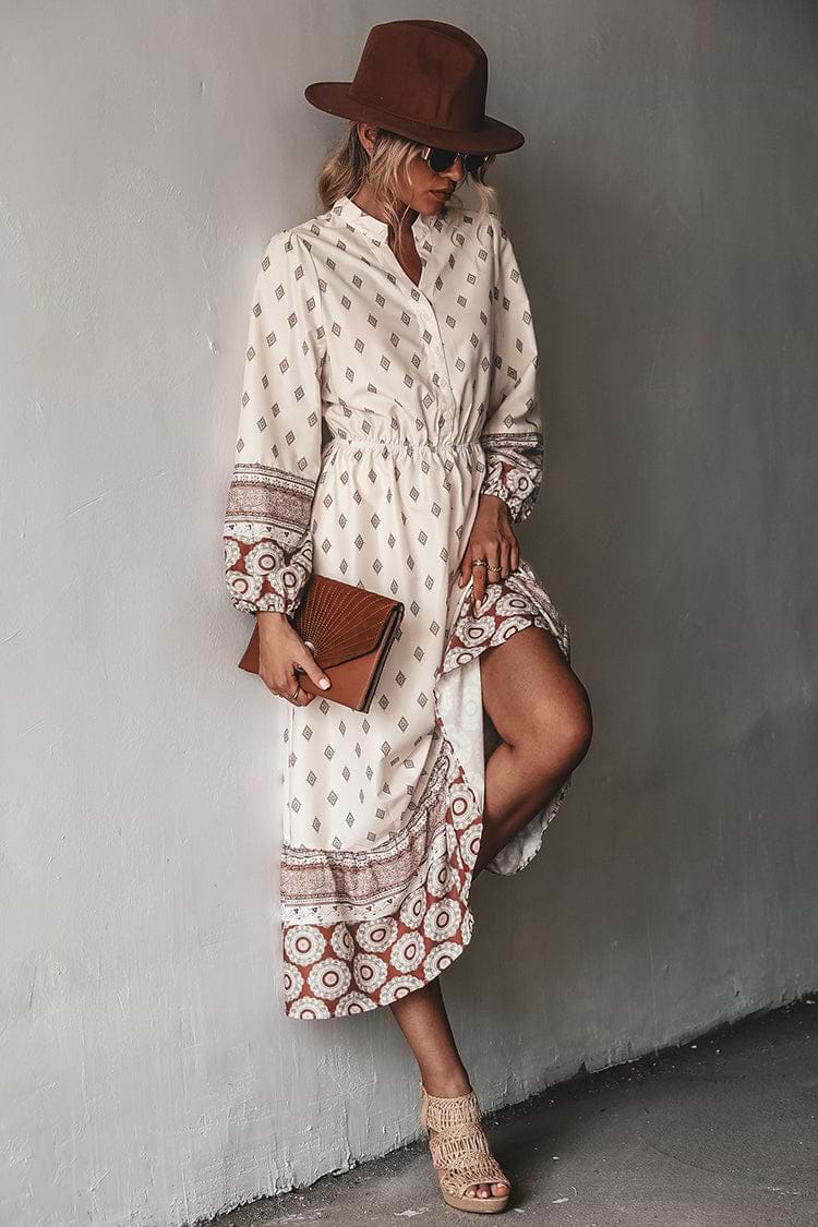 Chana Ornate Print Long Sleeve Maxi Dress