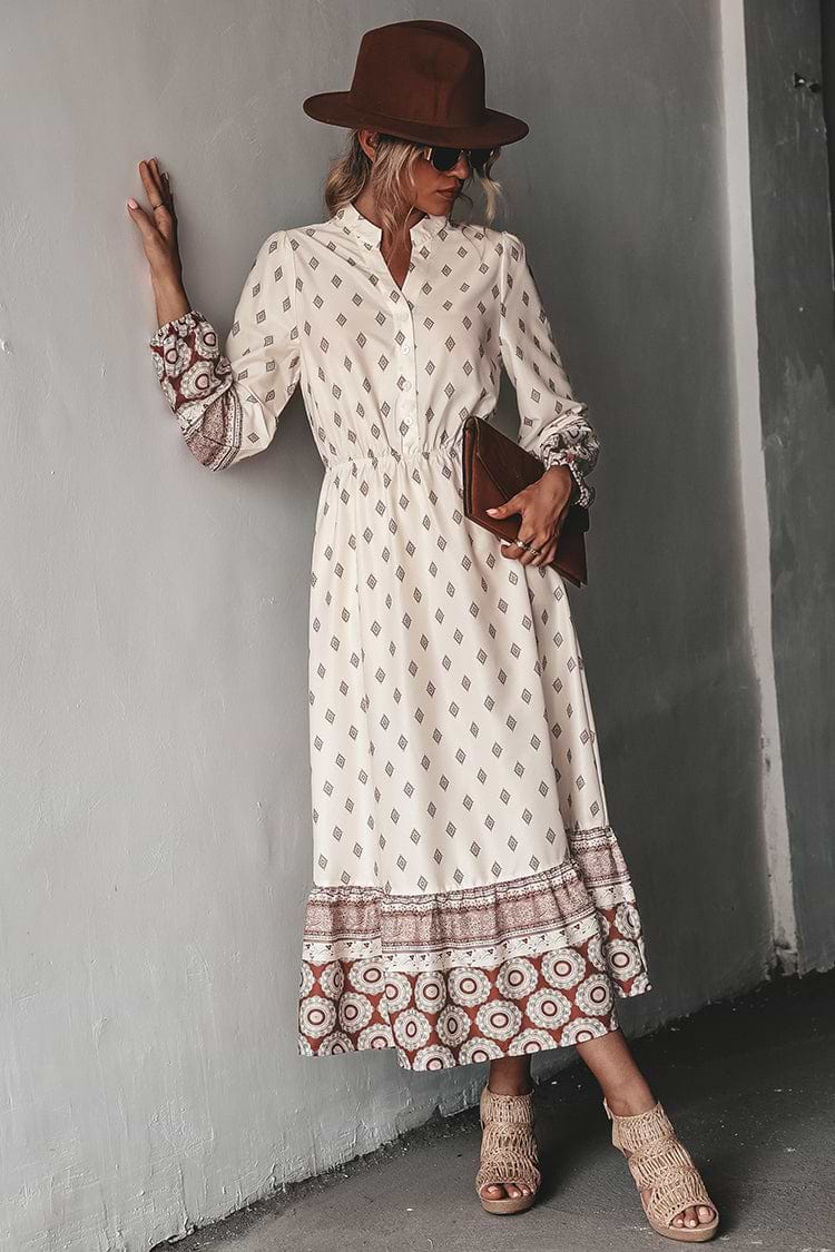 Chana Ornate Print Long Sleeve Maxi Dress