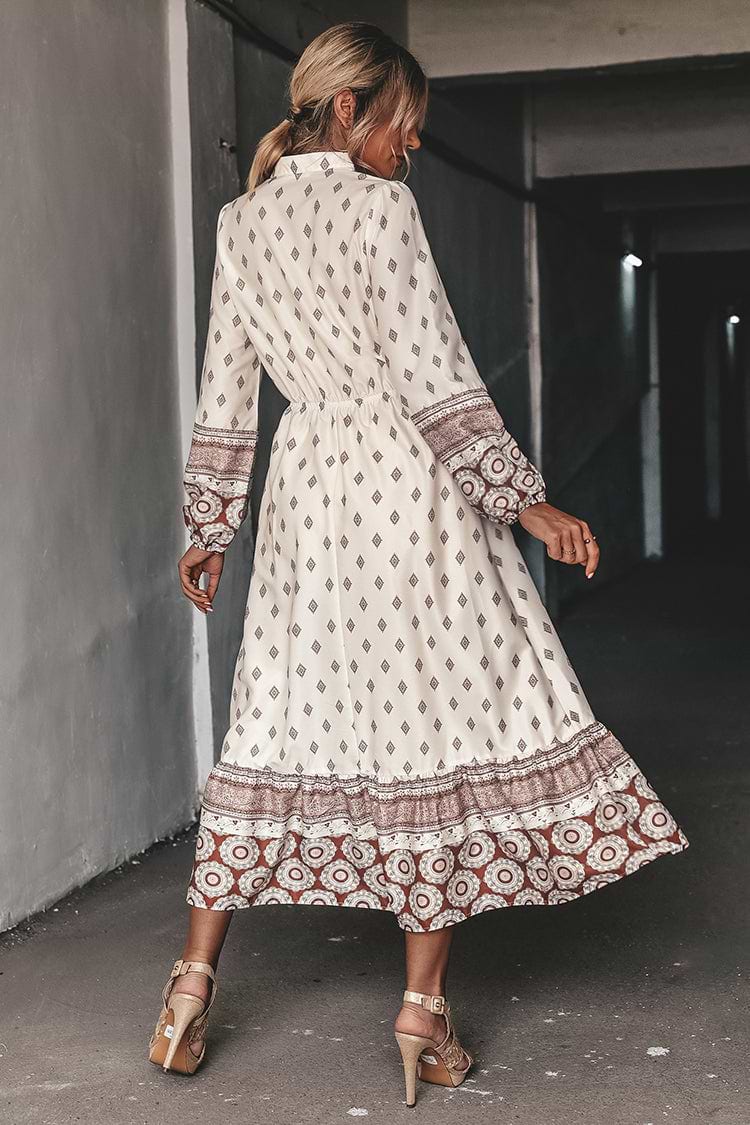 Chana Ornate Print Long Sleeve Maxi Dress