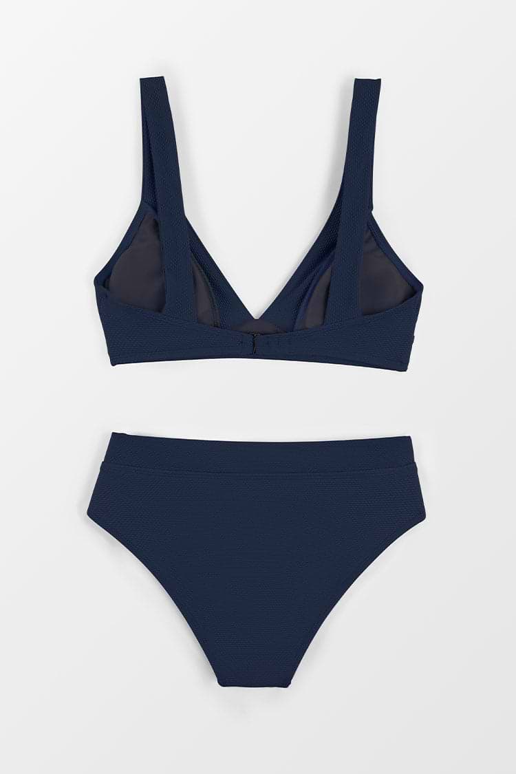 Banded V Neck Bralette & Classic High Waist Bikini Set