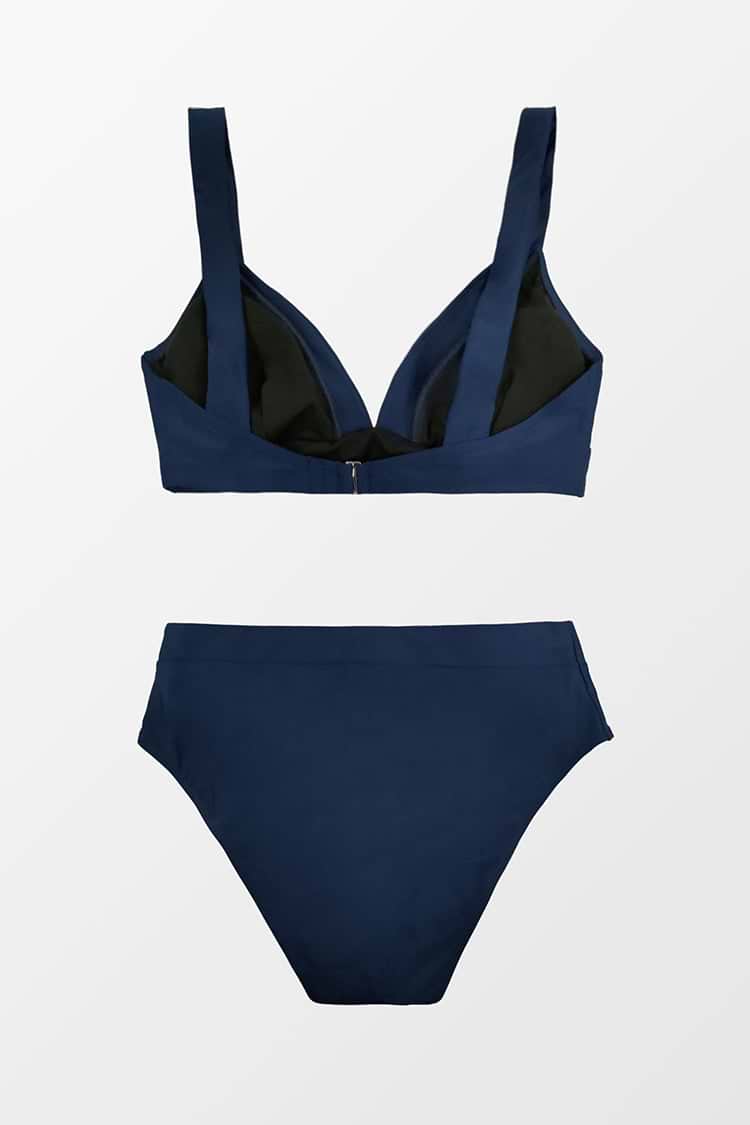 Banded V Neck Bralette & Classic High Waist Bikini Set