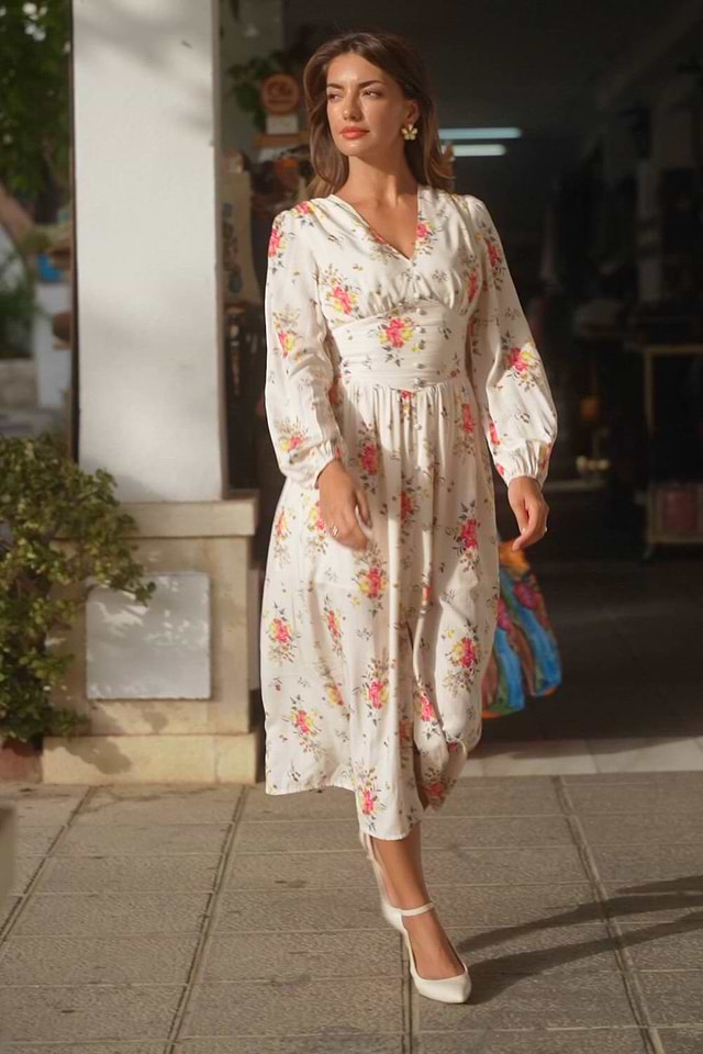 long sleeve retro maxi dress Elysse Maxi Dress Clay/Olive / S