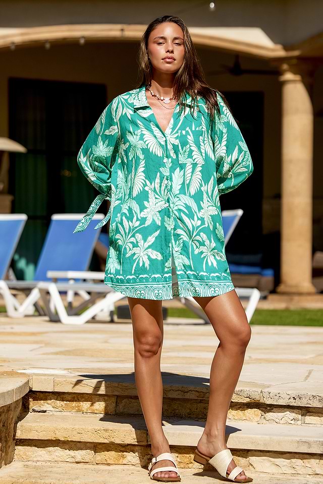 lakeside mini dress Cupshe Lakeside Lounging Tropical Mini Dress - Green