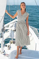 Away for a While Black Striped Maxi Dress