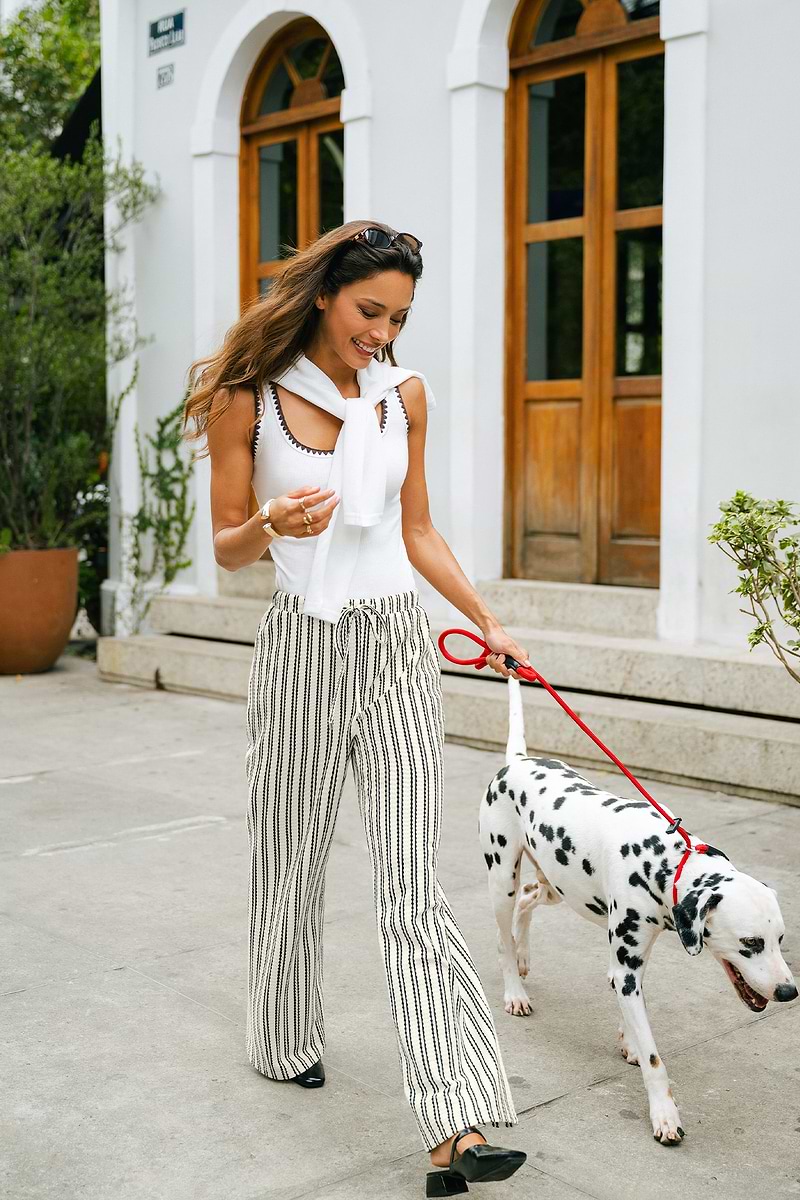 Gestreifte Hose mit geradem Bein
