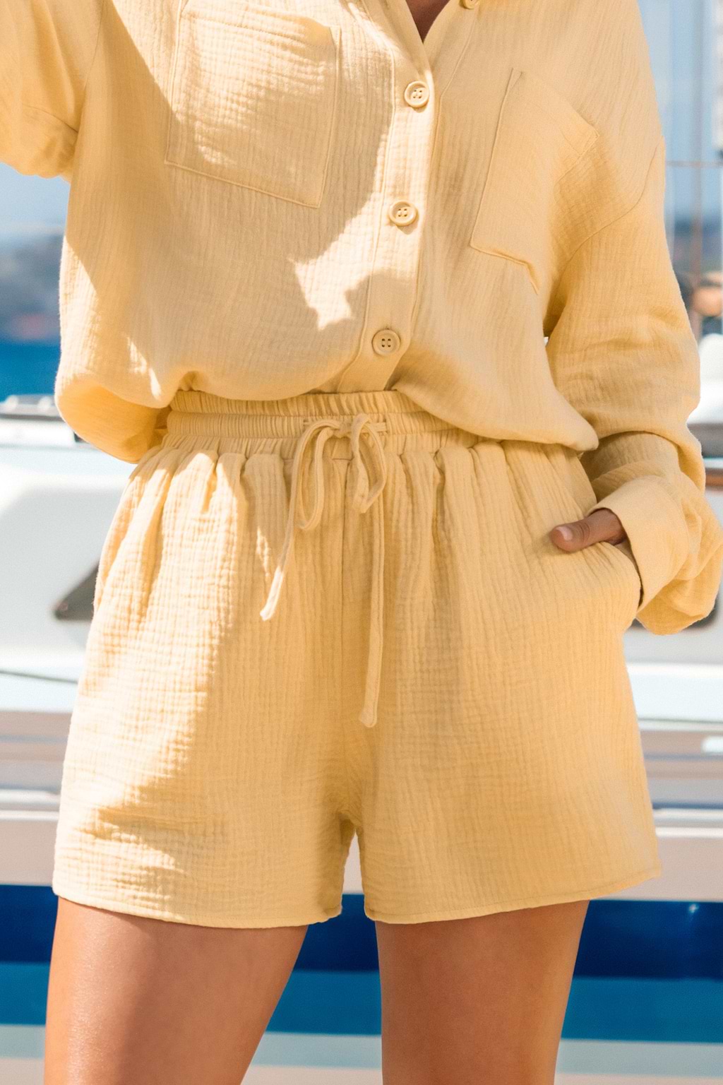 Sunshine Charm Soft Yellow Cover-Up Trousers